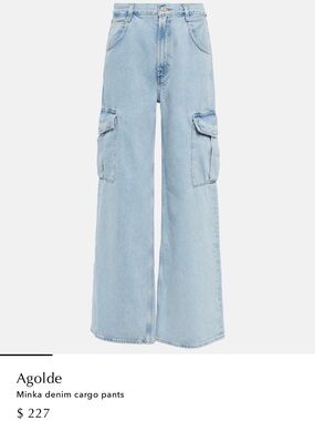Agolde Light Blue Minka Cargo Wide-Leg Jeans- excellent like new condition